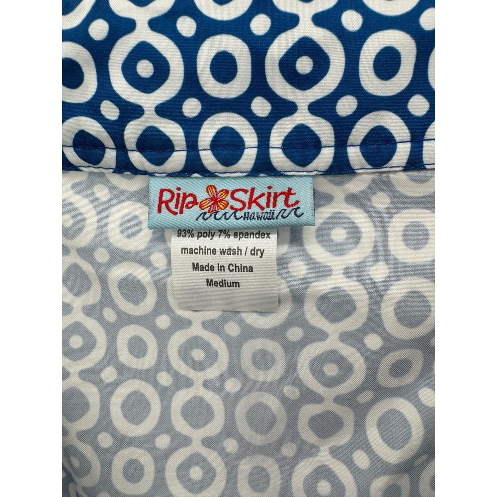 RipSkirt Hawaii Wrap Skirt M Blue White Geo Print‎ Quick Dry Cover Up Travel - Picture 3 of 5